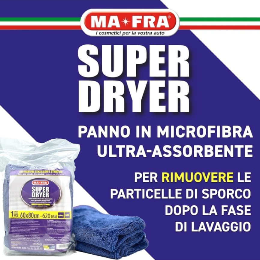 Super dryer panno in microfibra per asciugatura auto  anti alone MA-FRA cm 60 x 80 2