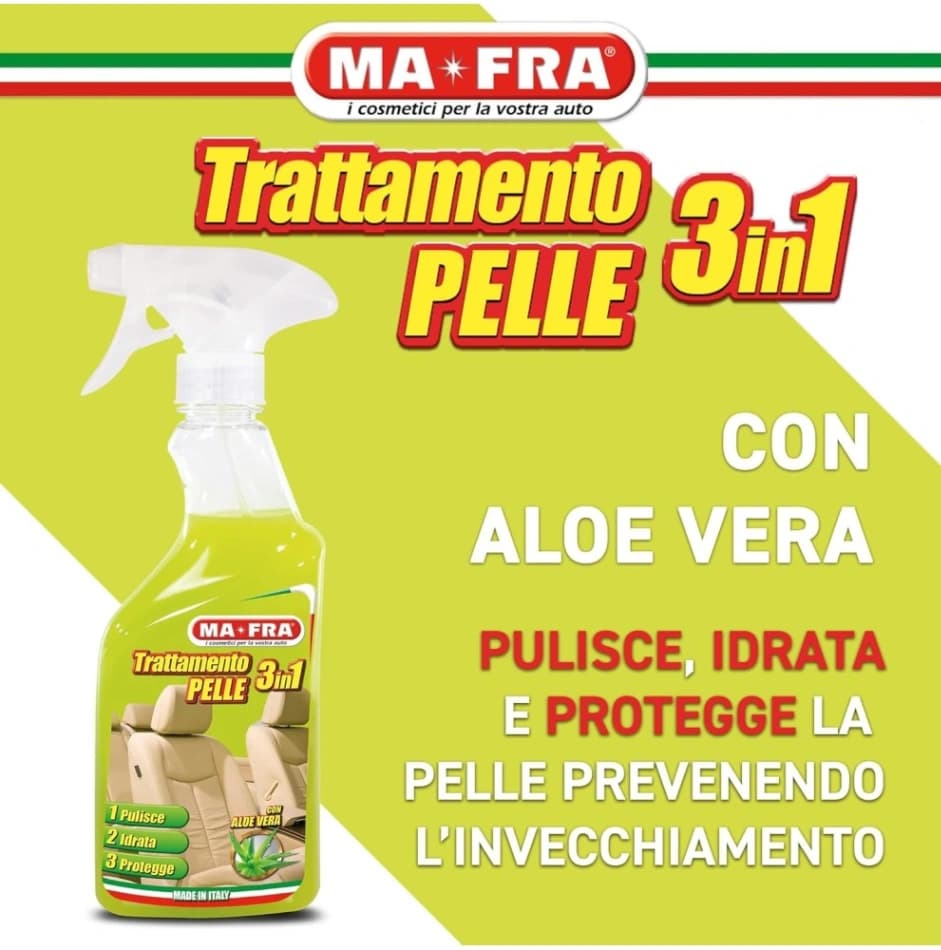 Trattamento per la pulizia e Cura della tappezzeria in PELLE dell'auto MAFRA 2